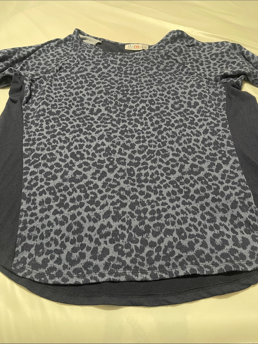 Denim&Co Blue Leopard Print Long Sleeve Top